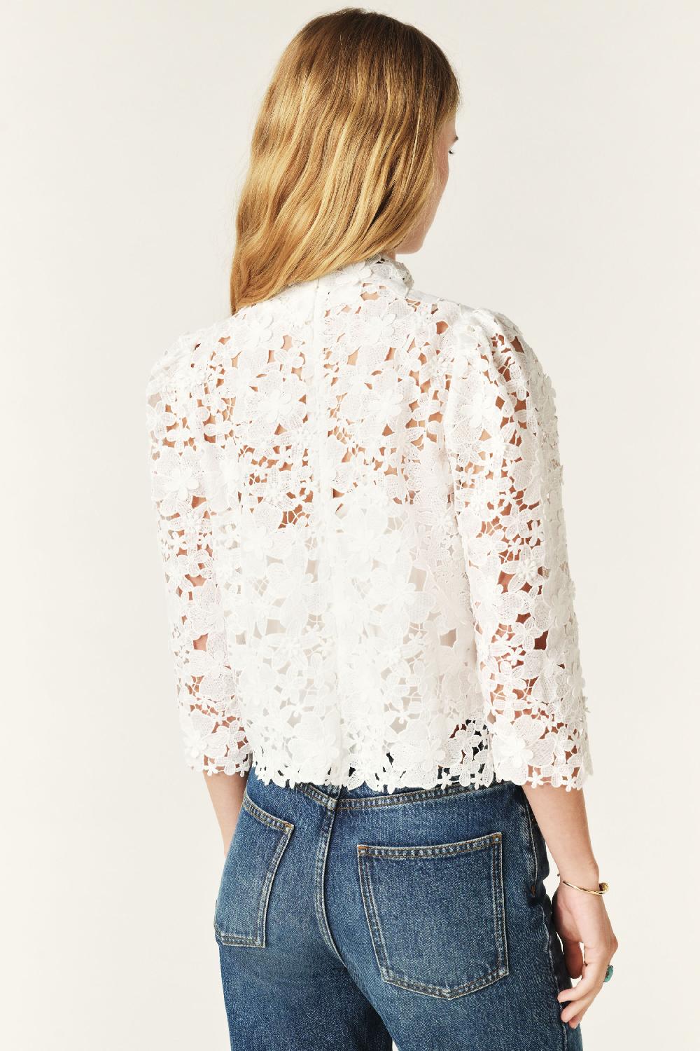 Ba&sh Haut Manches Trois-Quarts Paul Blanc