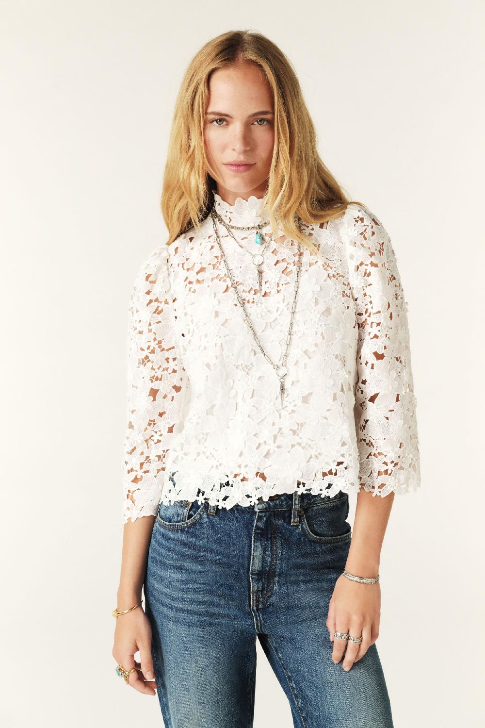 ba&sh Haut Manches Trois-Quarts Paul Blanc