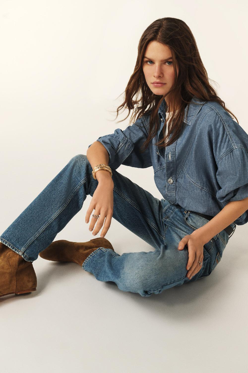 Ba&sh Jean Coupe Droite Velino Bleu