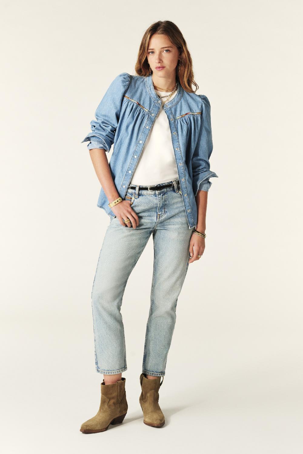 ba&sh Jeans Straight Full Bleu