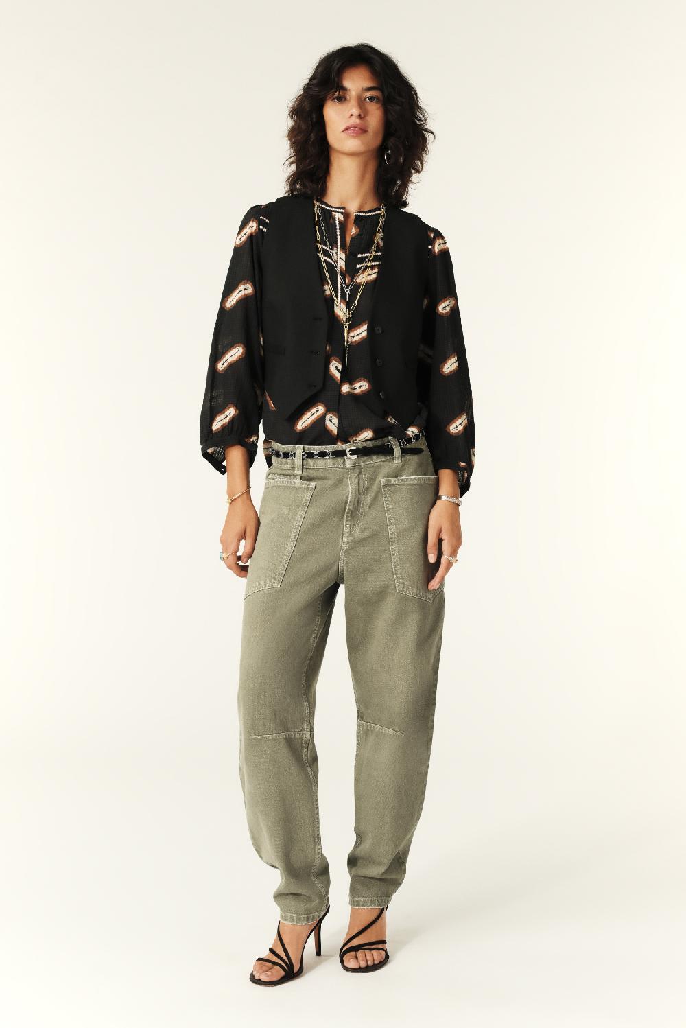 ba&sh Jeans Straight Vulny Kaki