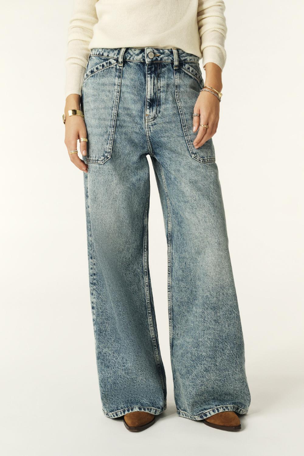 Ba&sh Jeans Wide Flare Mallou Bleu
