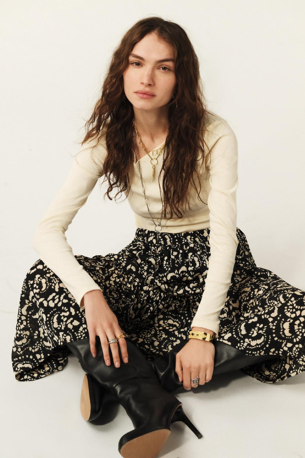 Ba&sh Jupe à éTages Eola Noir