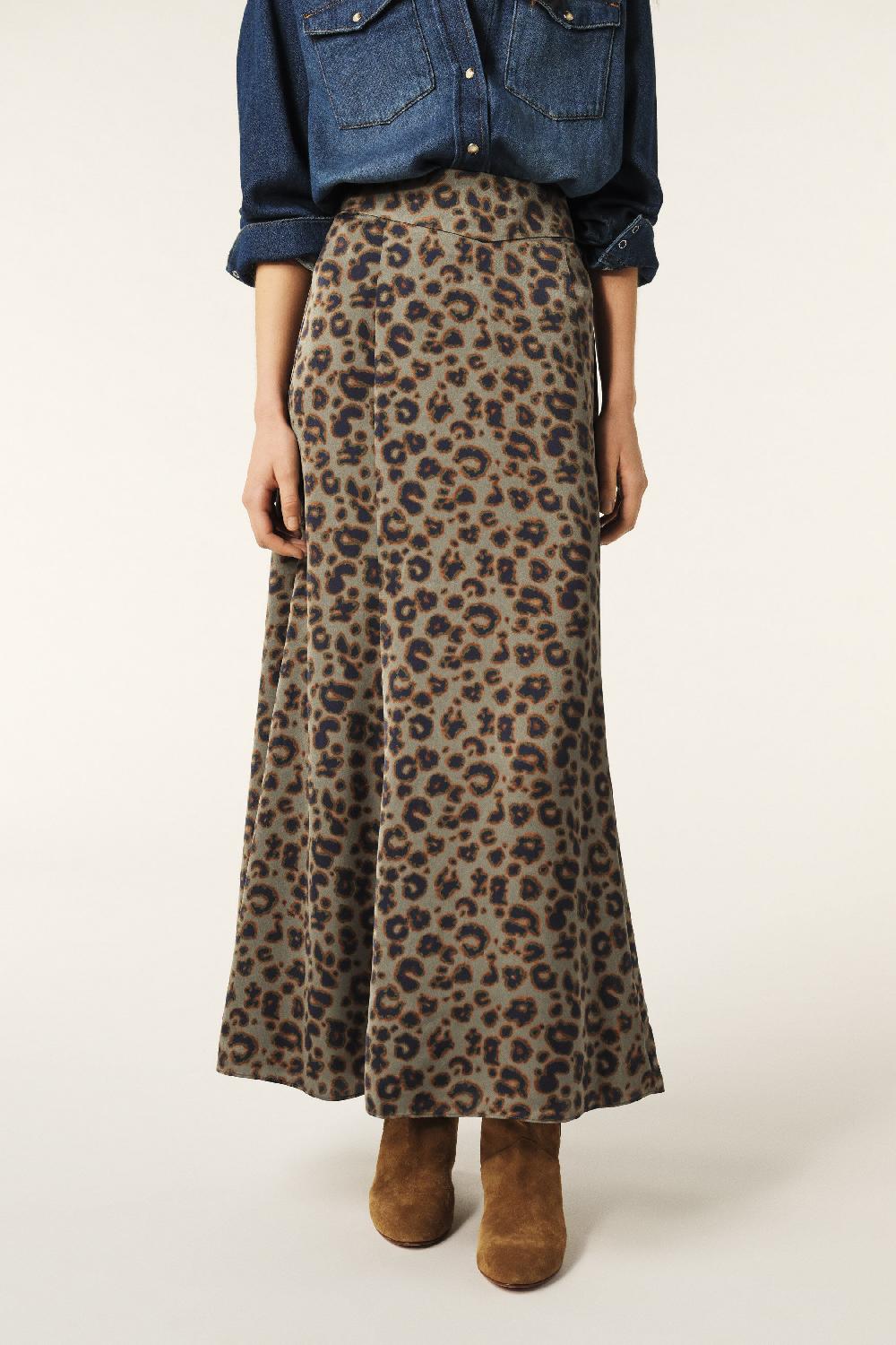 Ba&sh Jupe à Godets Blaire Kaki