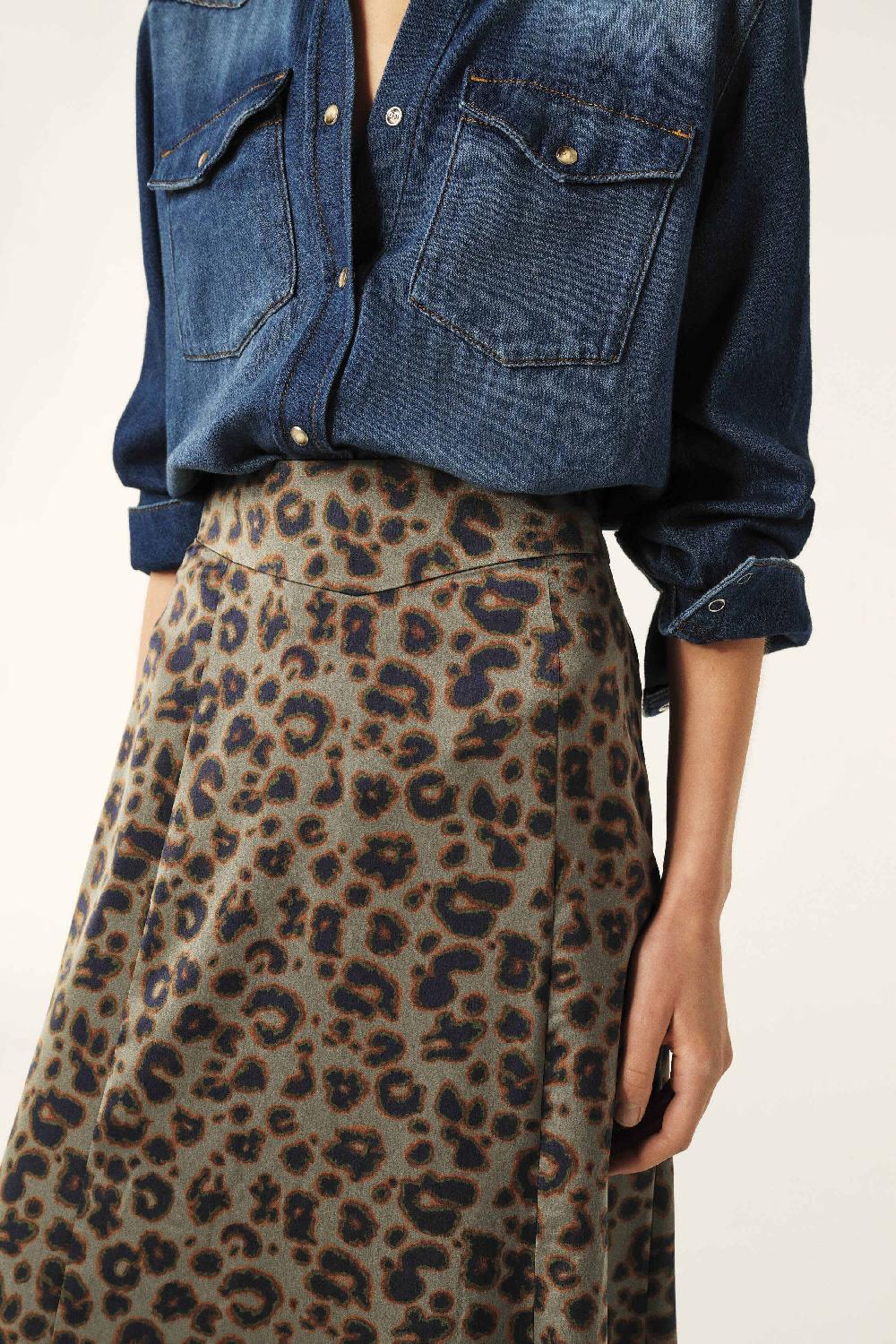 Ba&sh Jupe à Godets Blaire Kaki