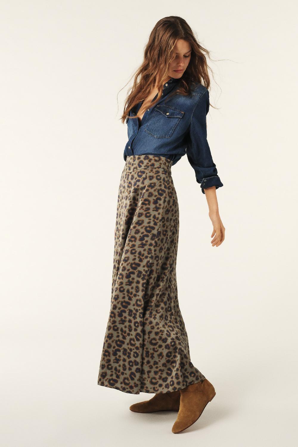 Ba&sh Jupe à Godets Blaire Kaki