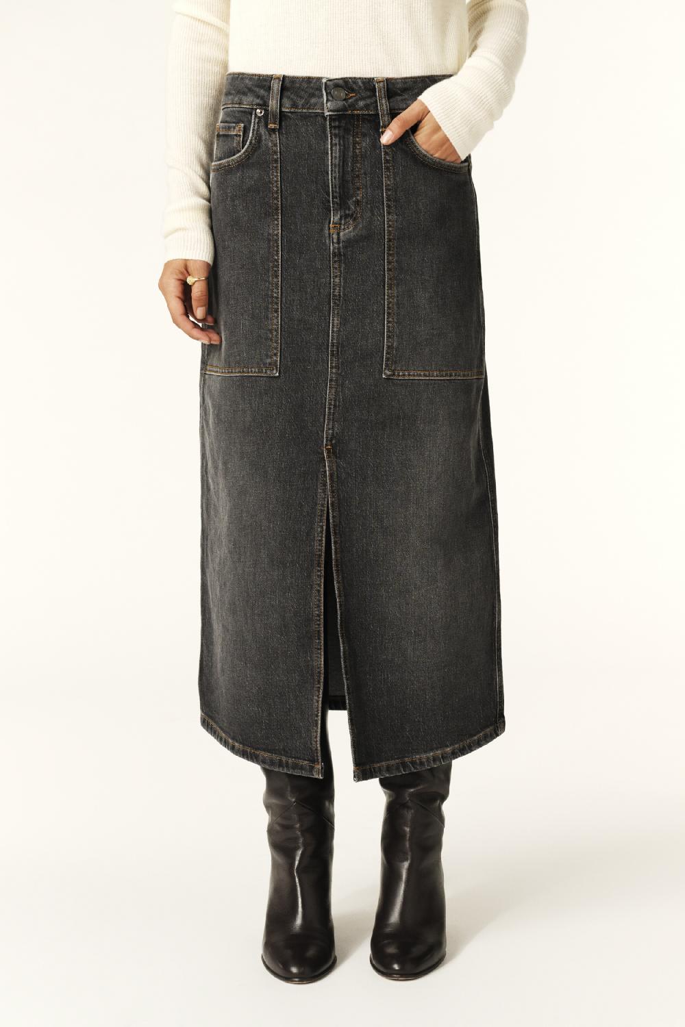 Ba&sh Jupe Denim Cicky Noir