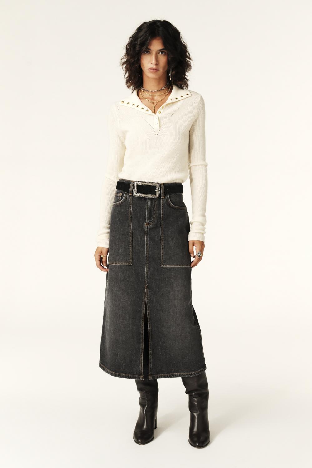 Ba&sh Jupe Denim Cicky Noir