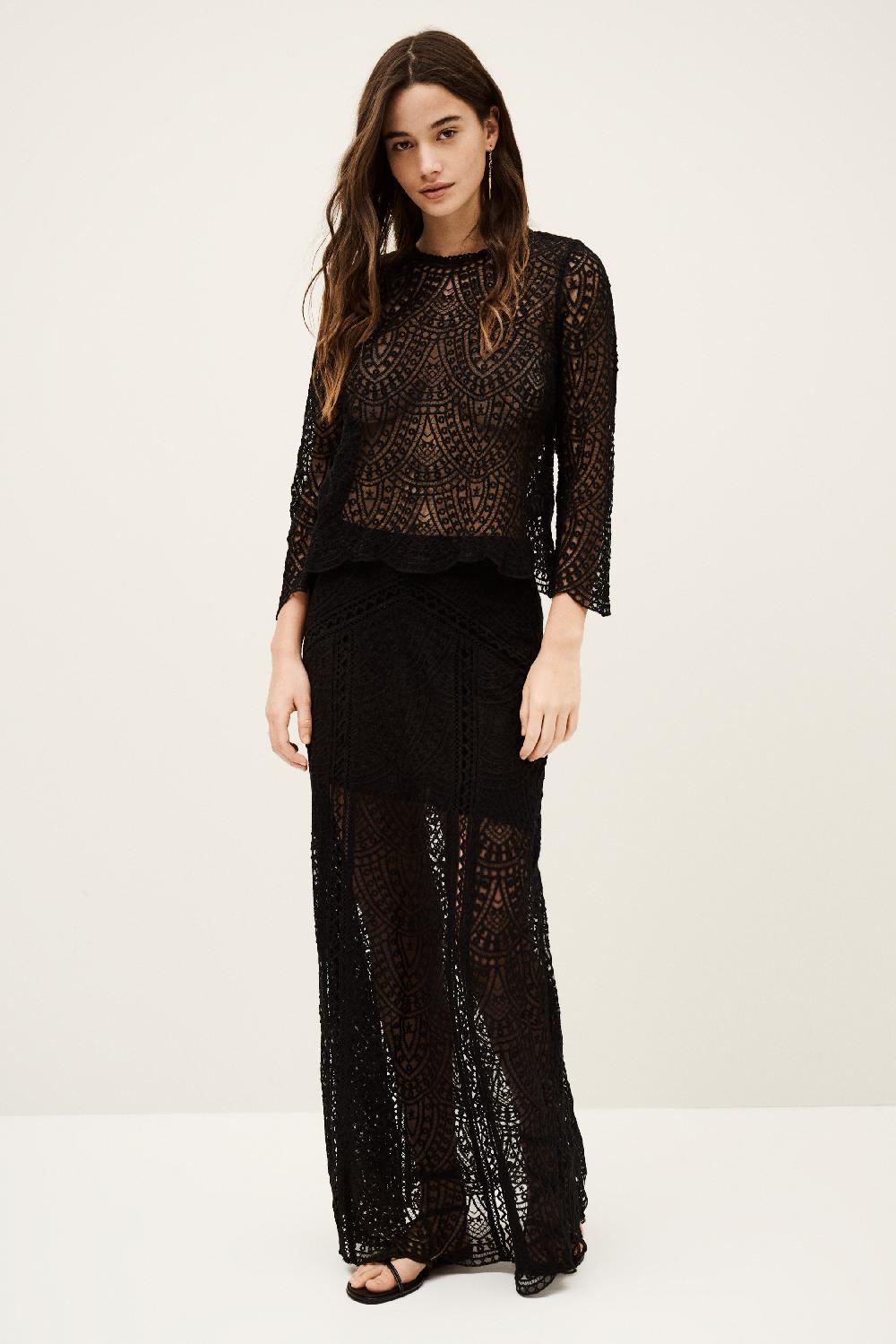 ba&sh Jupe Dentelle Gisele Noir