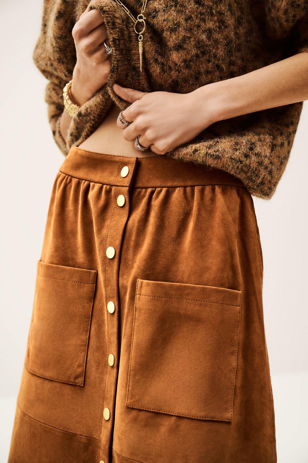 Ba&sh Jupe En Daim Marie Marron