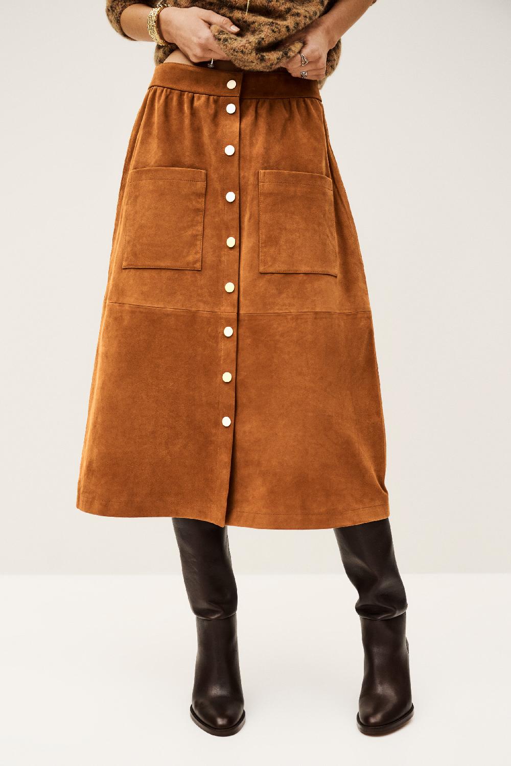 Ba&sh Jupe En Daim Marie Marron