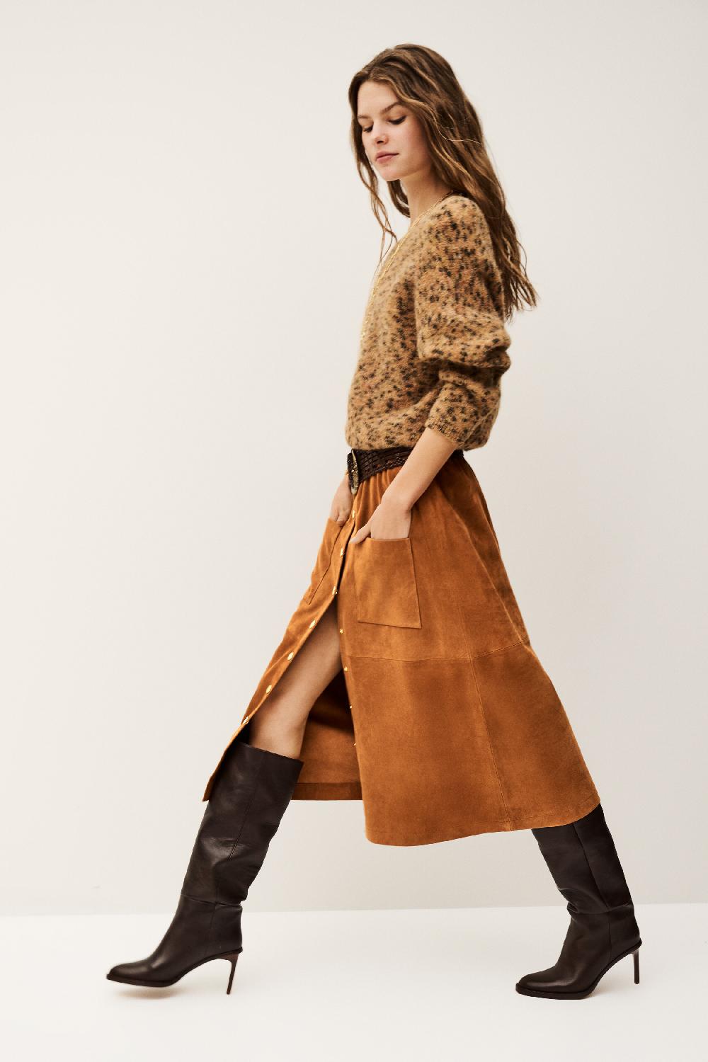 ba&sh Jupe En Daim Marie Marron