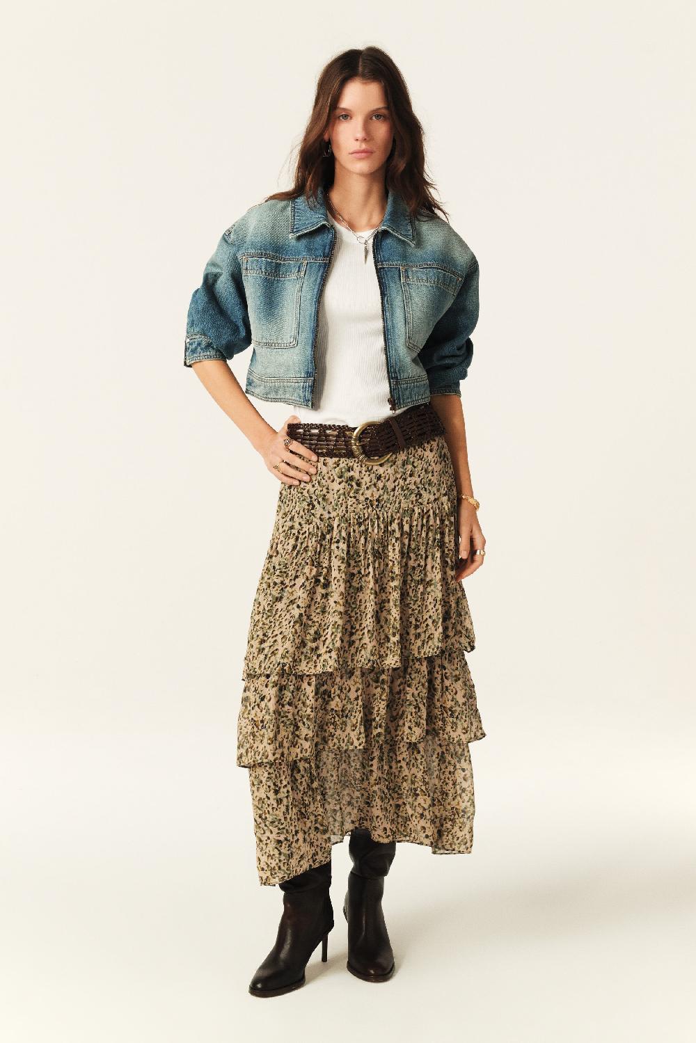 Ba&sh Jupe Fluide ImpriméE Coccie Blanc Ecru