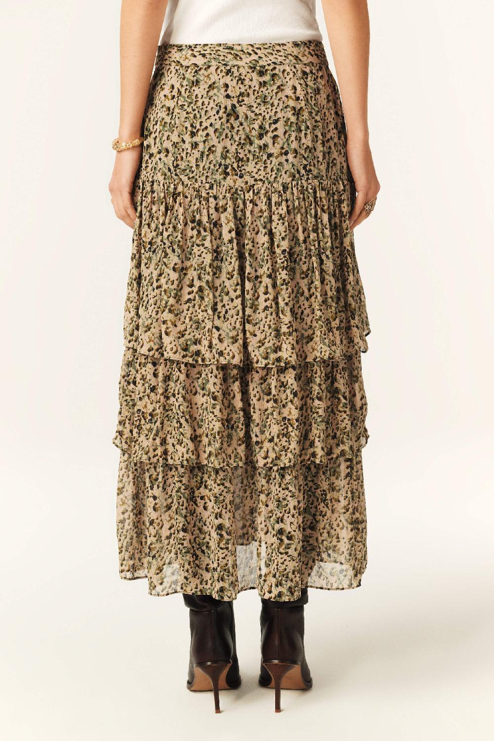 Ba&sh Jupe Fluide ImpriméE Coccie Blanc Ecru