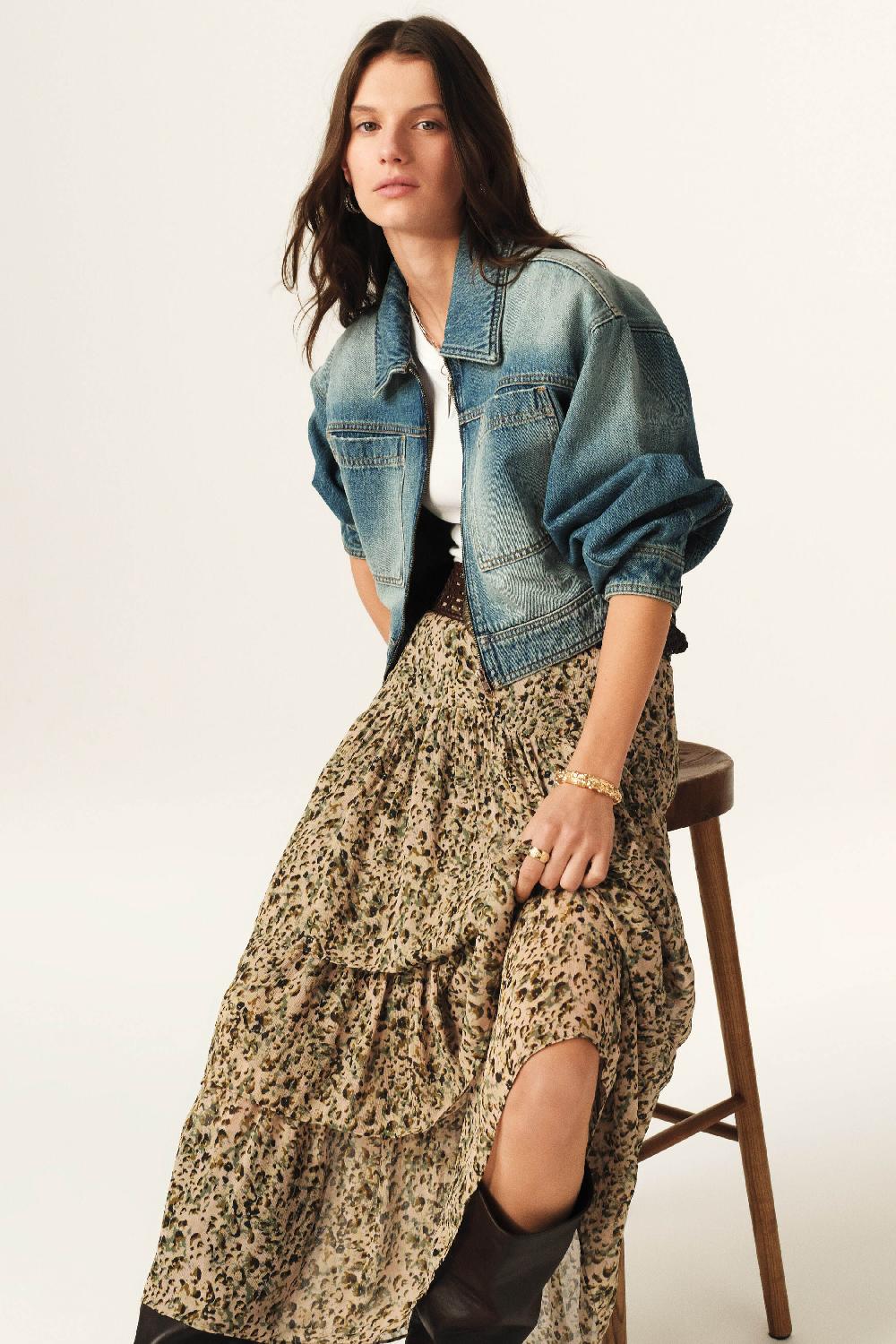 ba&sh Jupe Fluide ImpriméE Coccie Blanc Ecru