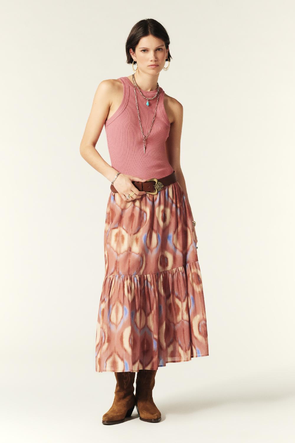 ba&sh Jupe Fluide Midi Clarie Rose