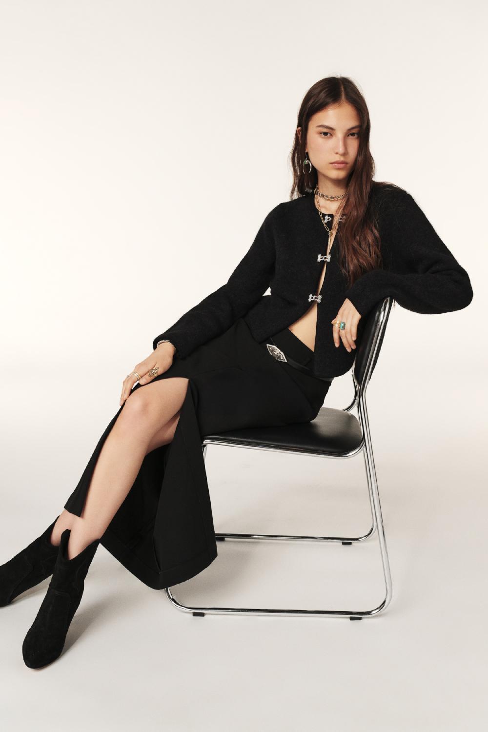 Ba&sh Jupe Longue Colonne Chirli Noir