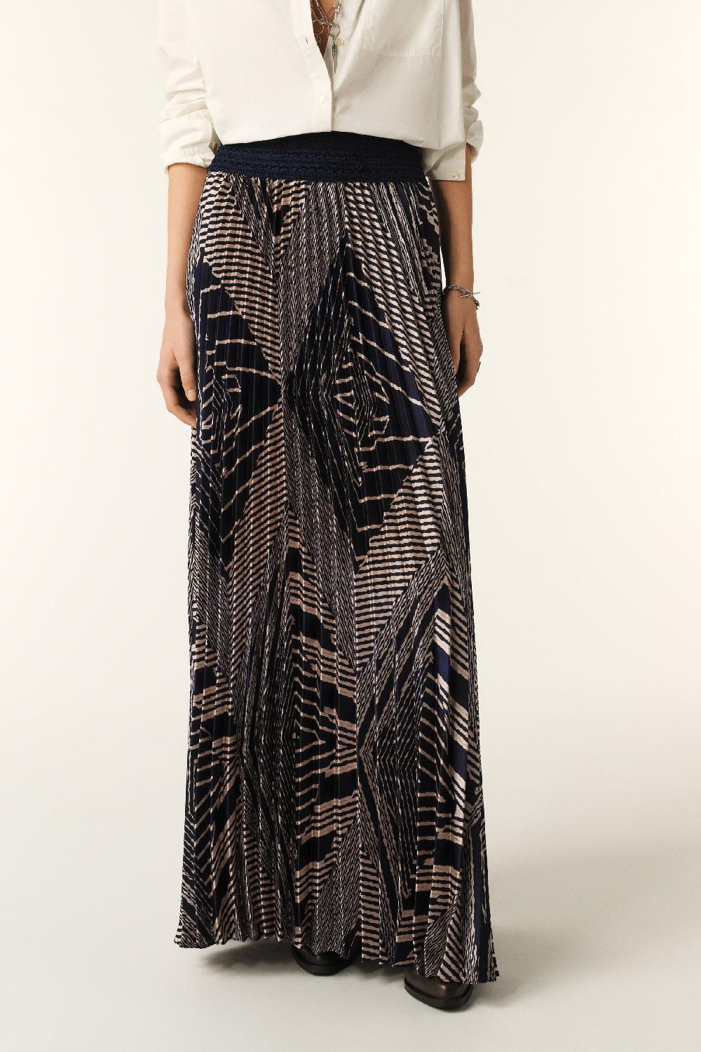 Ba&sh Jupe Longue PlisséE Sow Bleu Nuit