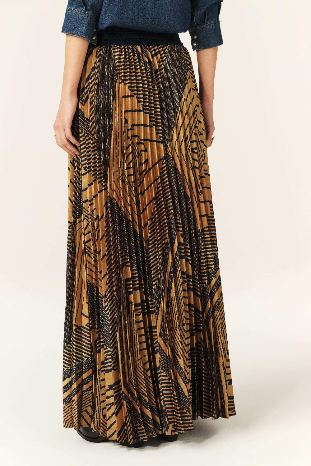 Ba&sh Jupe Longue PlisséE Sow Ocre