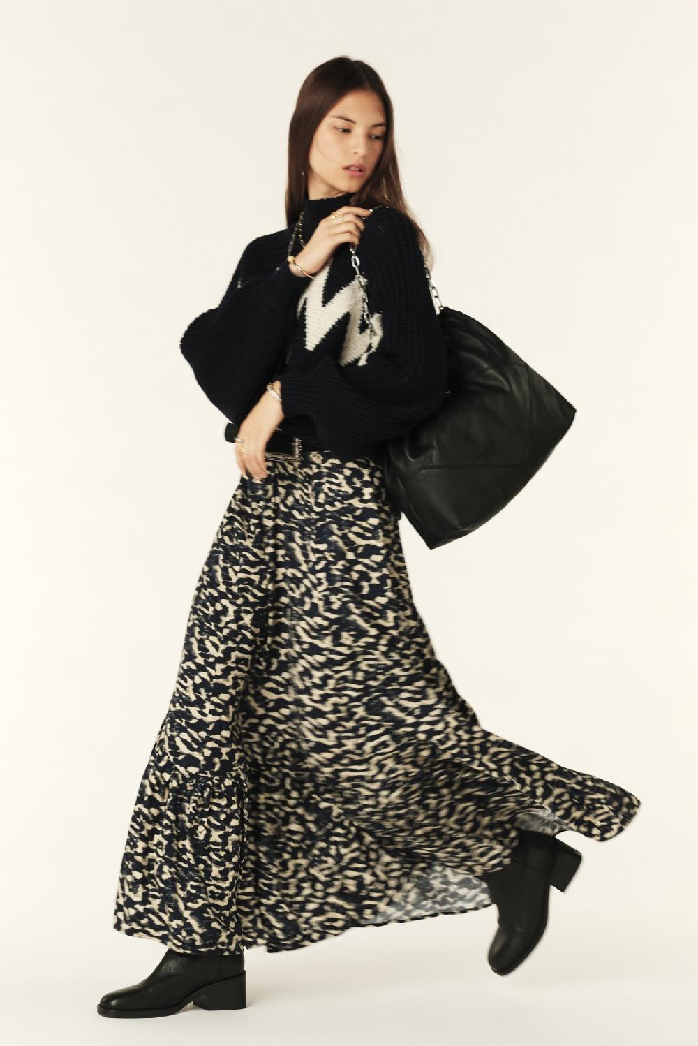 Ba&sh Jupe Longueur Maxi Alexa Bleu Nuit