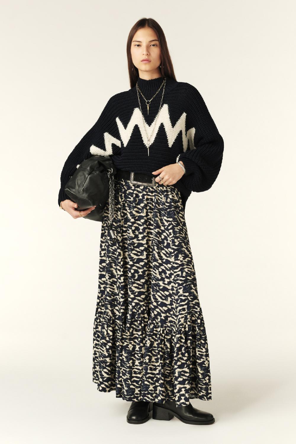 ba&sh Jupe Longueur Maxi Alexa Bleu Nuit