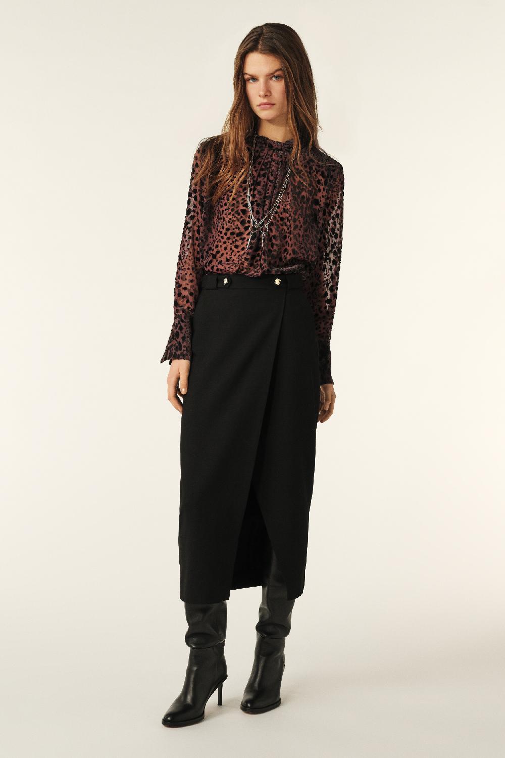 Ba&sh Jupe Longueur Midi James Noir