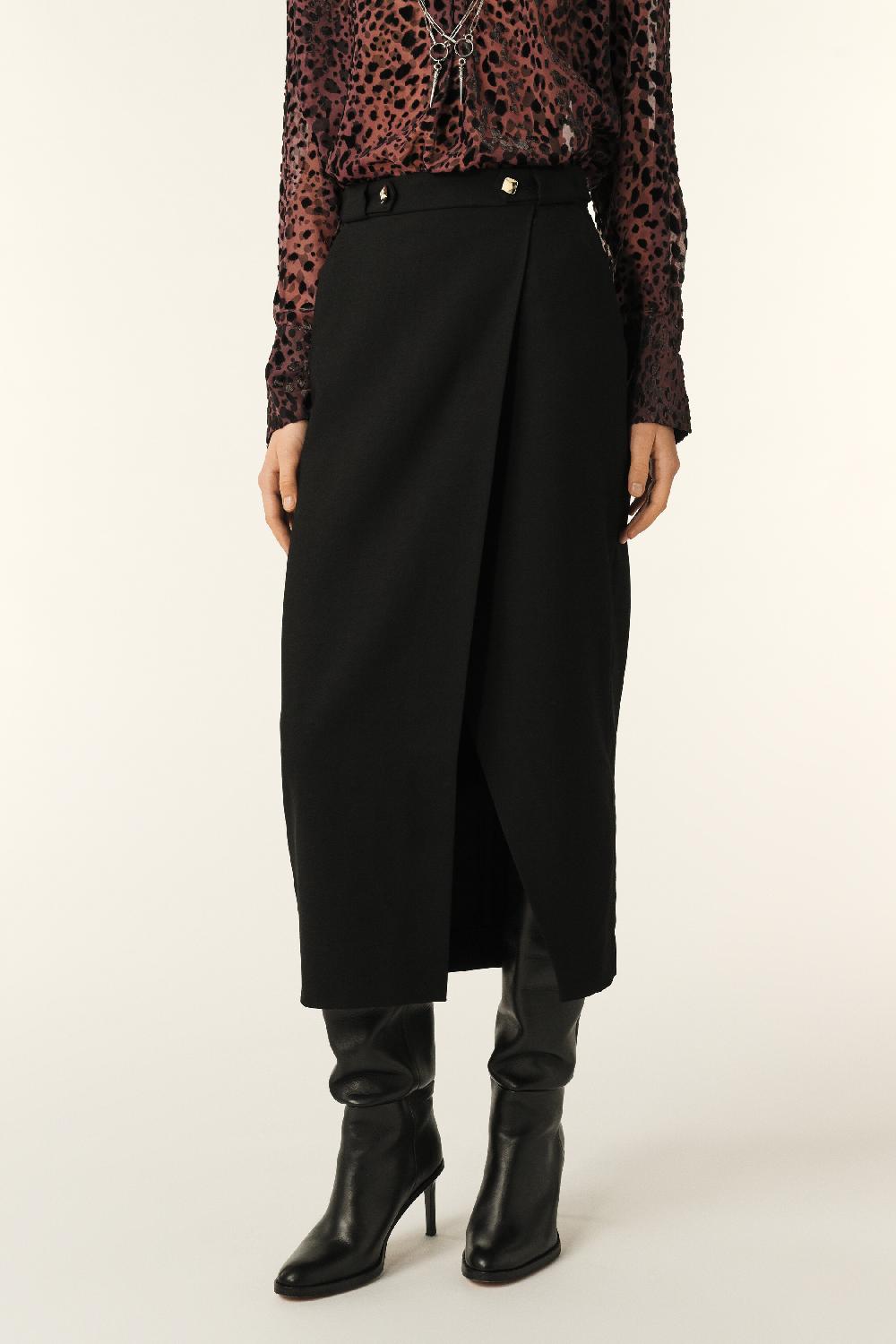 Ba&sh Jupe Longueur Midi James Noir