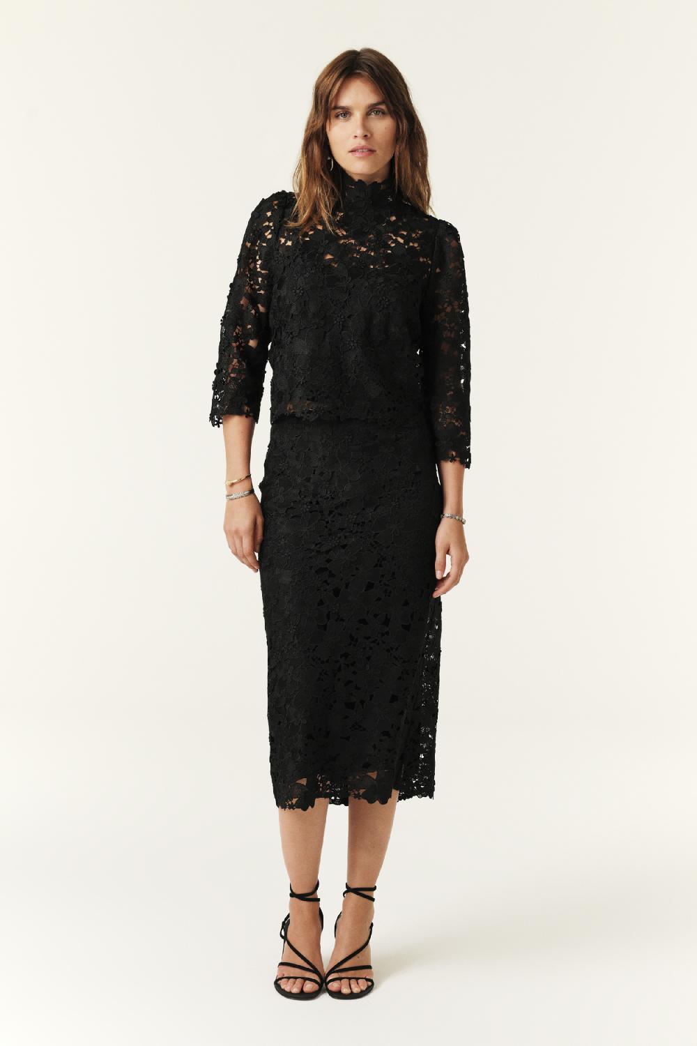 ba&sh Jupe Longueur Midi Payton Noir