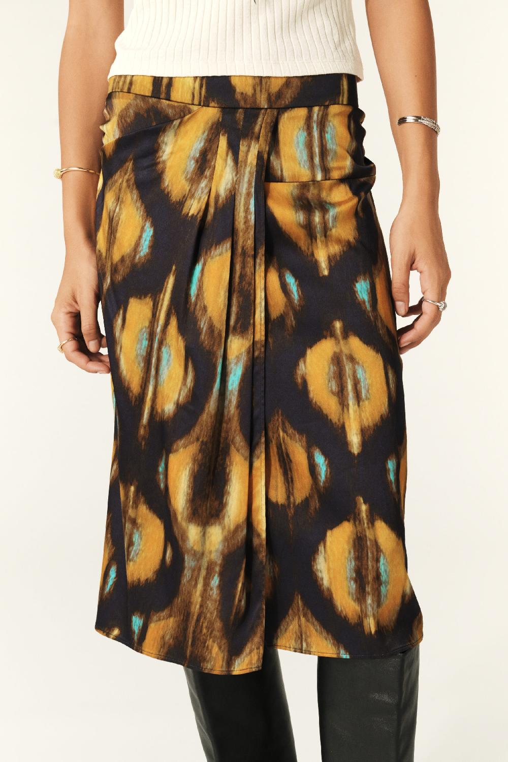 Ba&sh Jupe Longueur Midi Simos Bleu Nuit