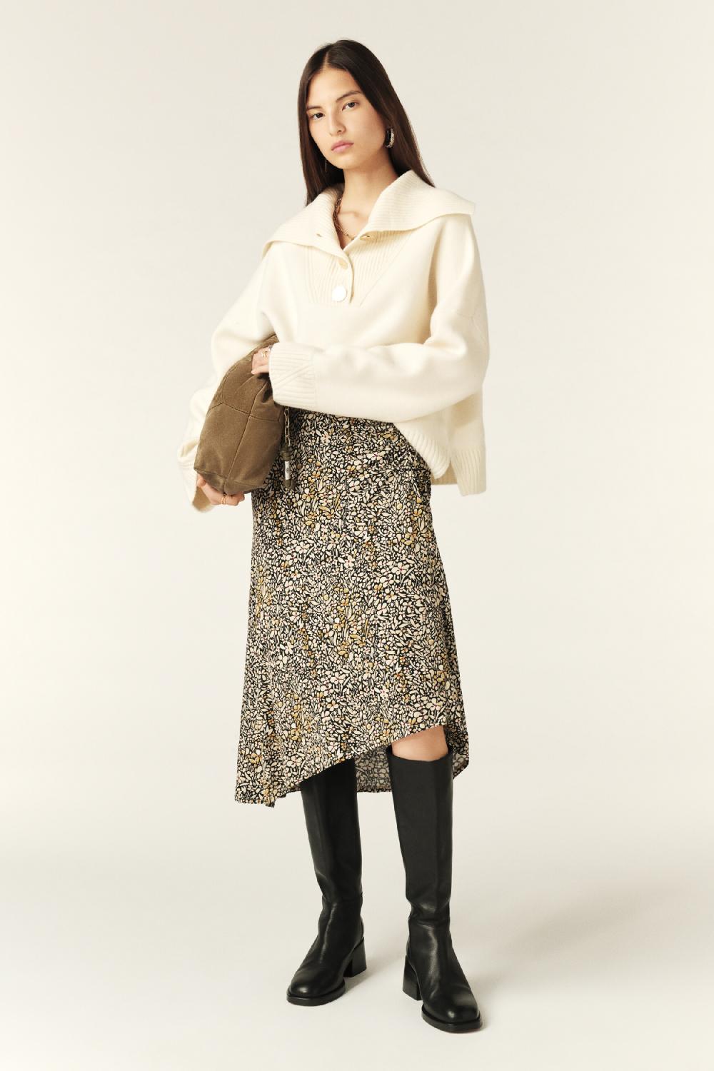 ba&sh Jupe Longueur Midi Slopa Beige