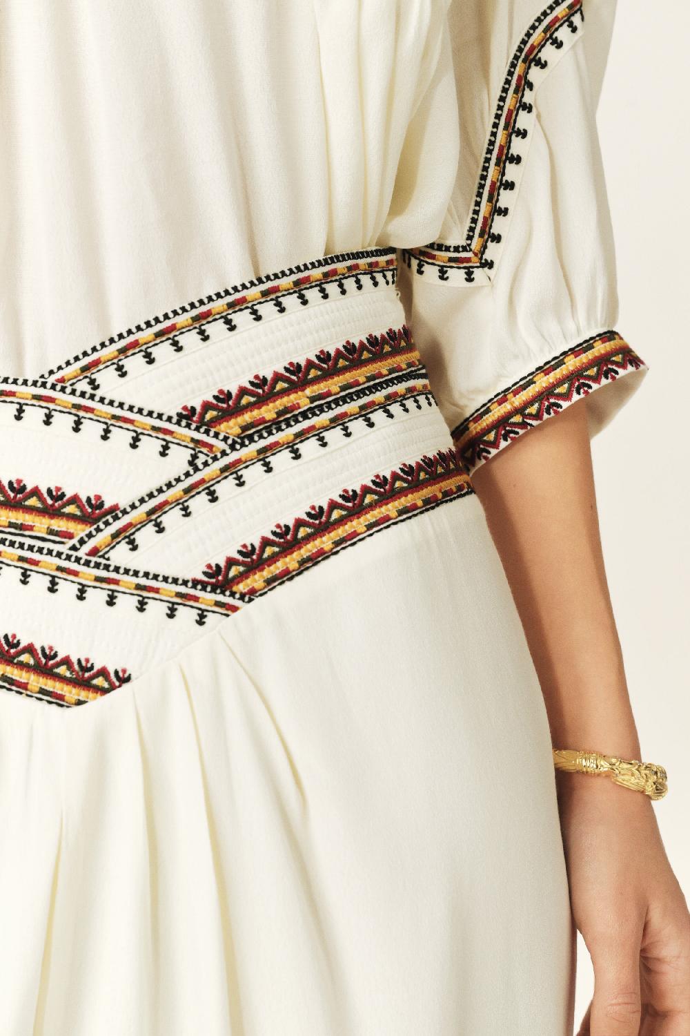 Ba&sh Jupe Longueur Midi Talkie Blanc Ecru