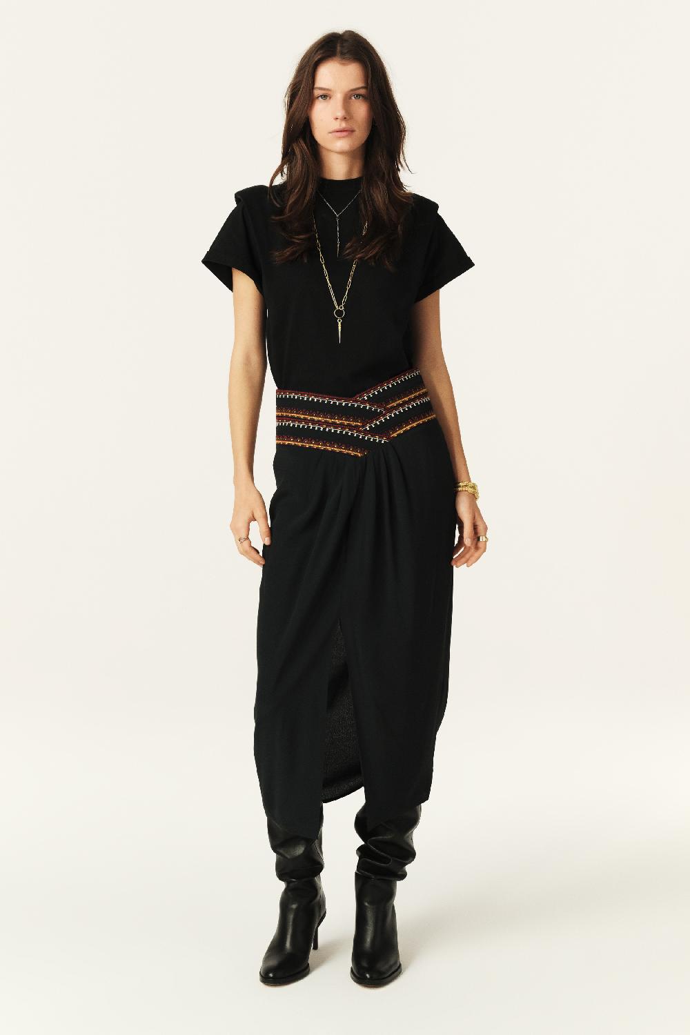 Ba&sh Jupe Longueur Midi Talkie Carbone