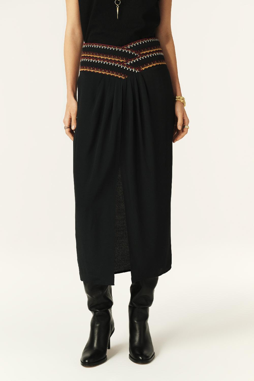 Ba&sh Jupe Longueur Midi Talkie Carbone