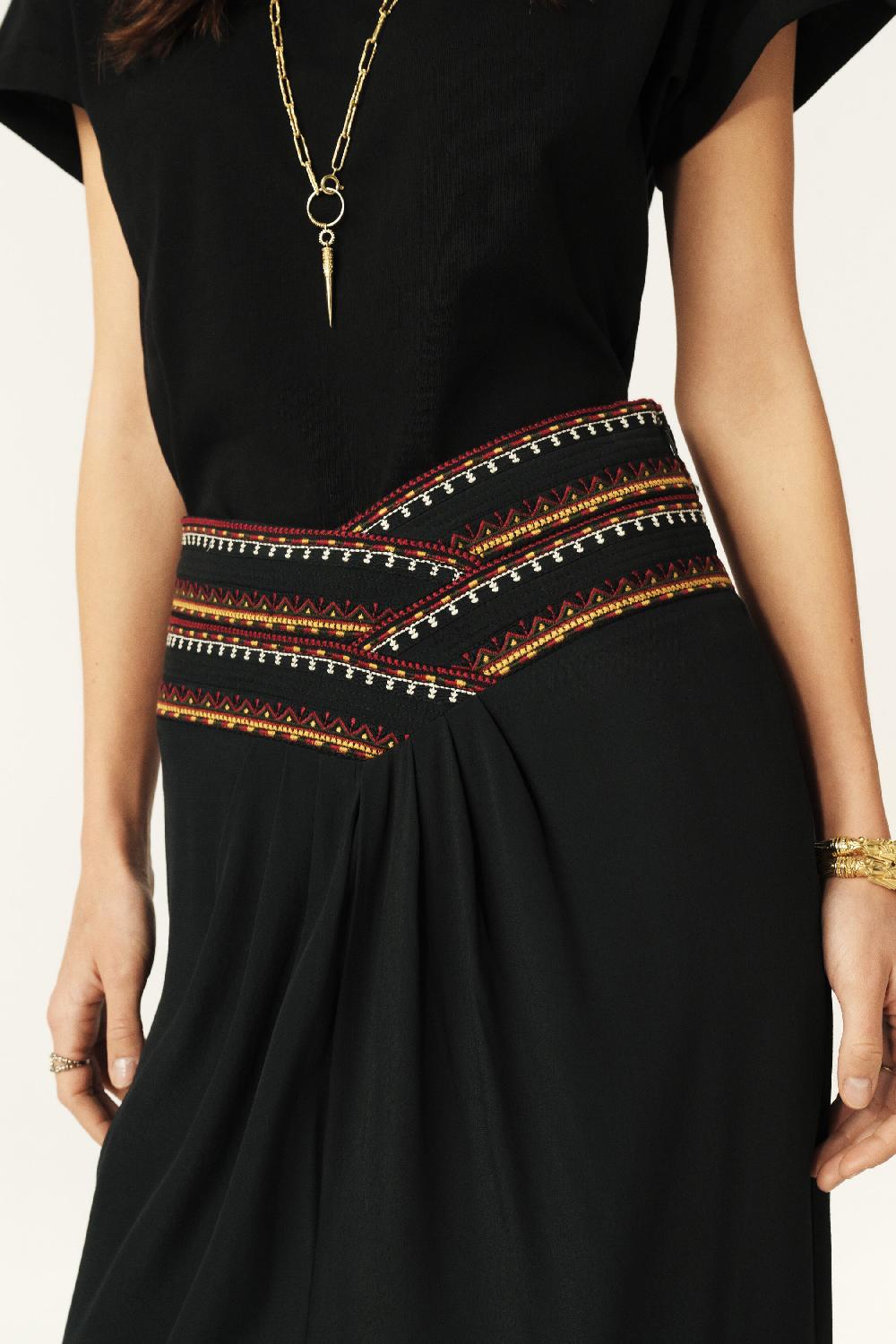 Ba&sh Jupe Longueur Midi Talkie Carbone