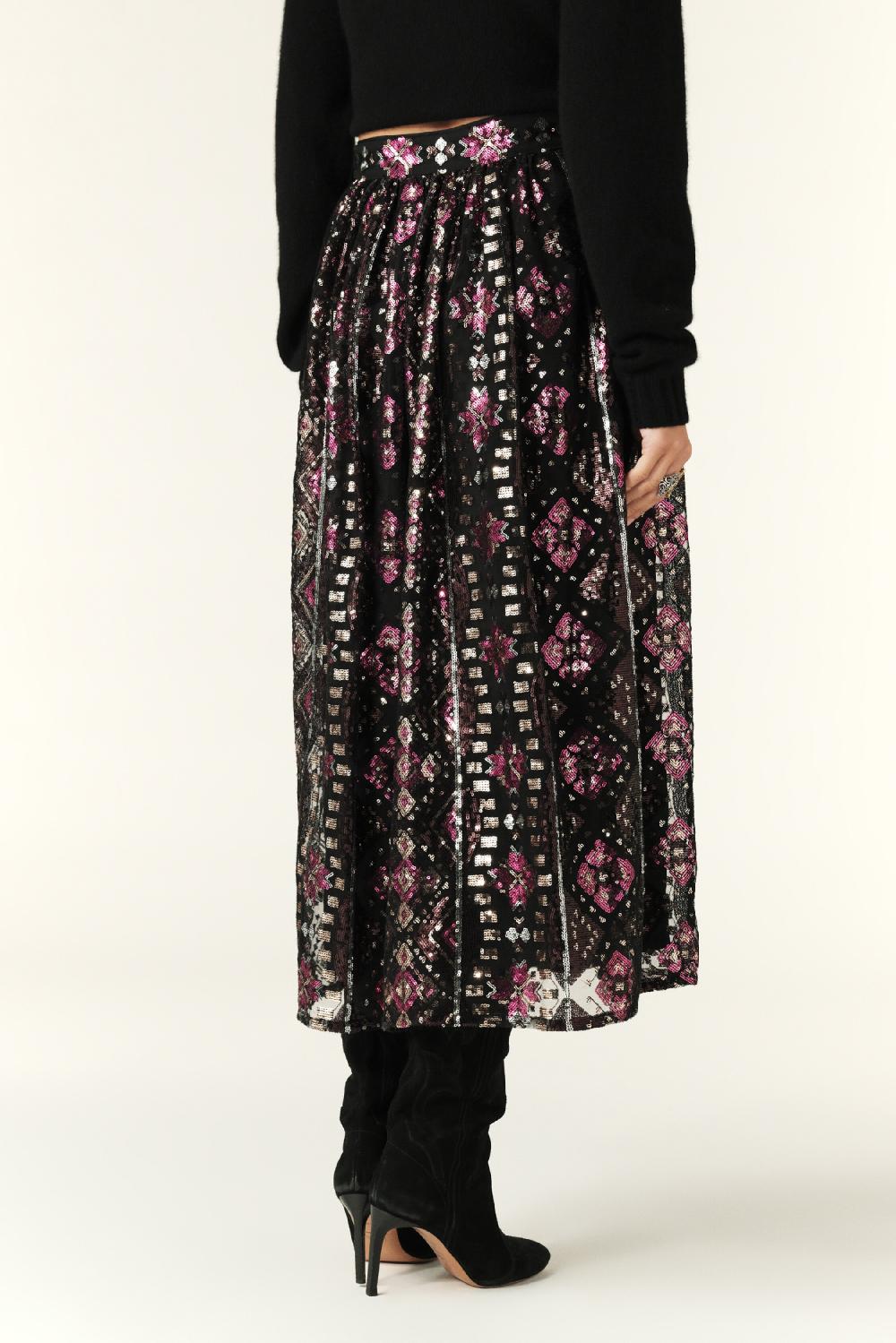 Ba&sh Jupe Mi-Longue Pippa Noir