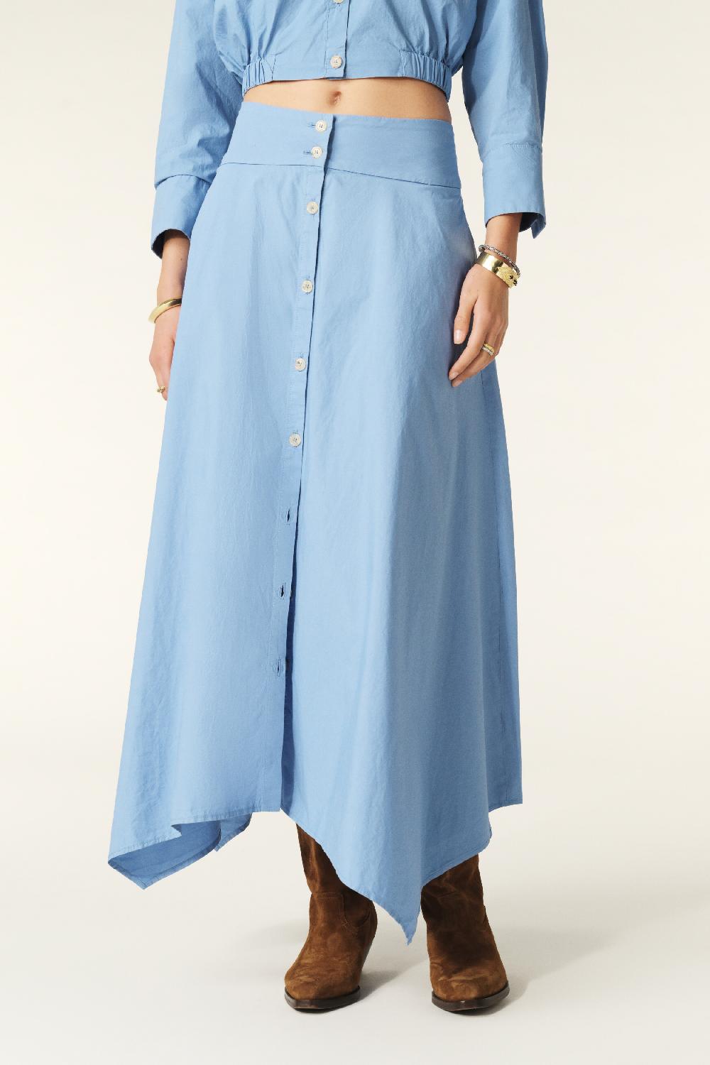 Ba&sh Jupe Midi Anko Bleu