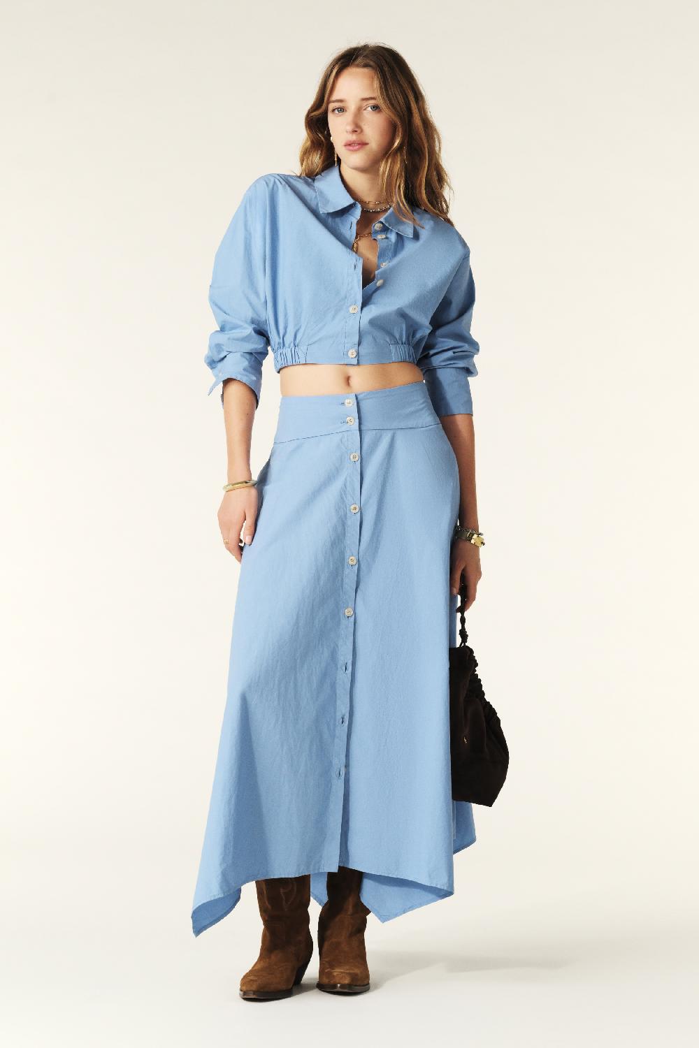 ba&sh Jupe Midi Anko Bleu