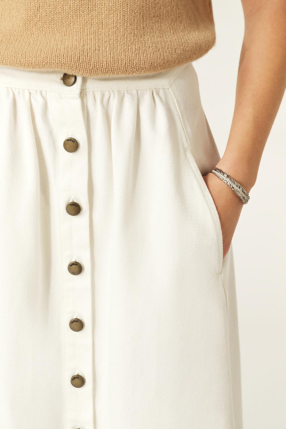 Ba&sh Jupe Midi Cowie Blanc Ecru