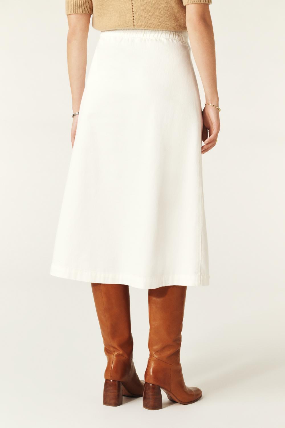 Ba&sh Jupe Midi Cowie Blanc Ecru