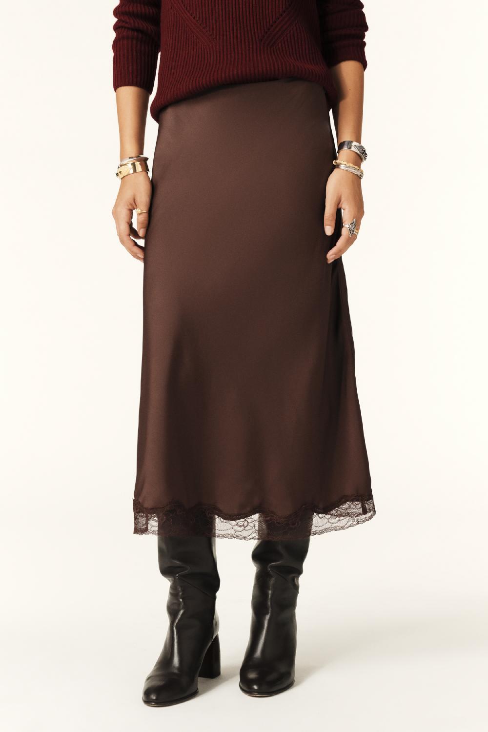 Ba&sh Jupe Midi Cyla Chocolat