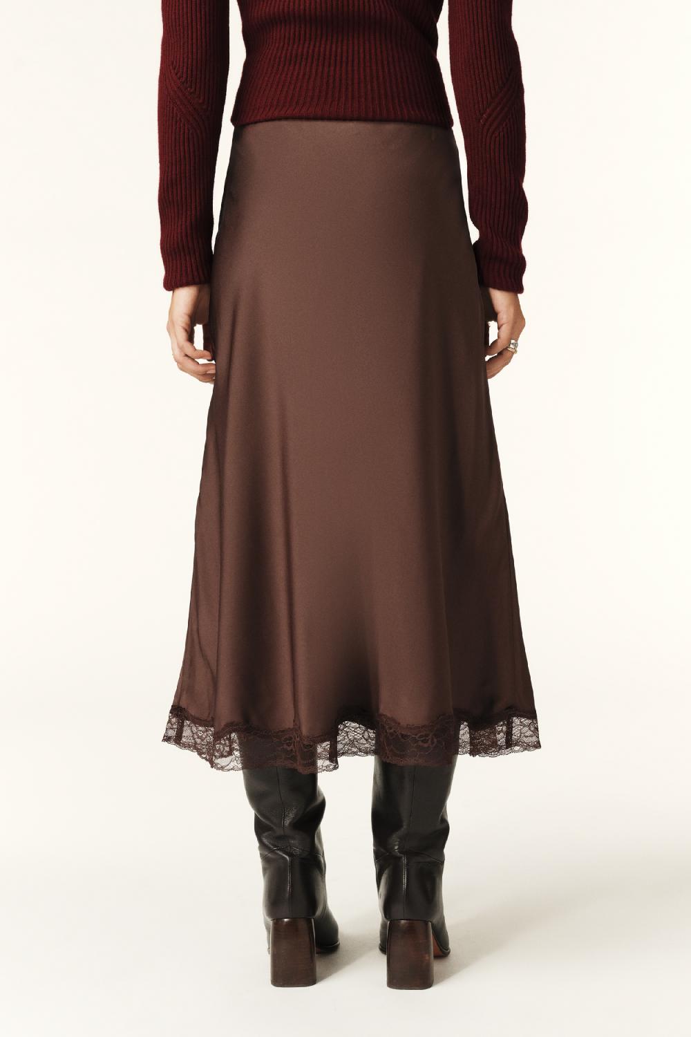 Ba&sh Jupe Midi Cyla Chocolat