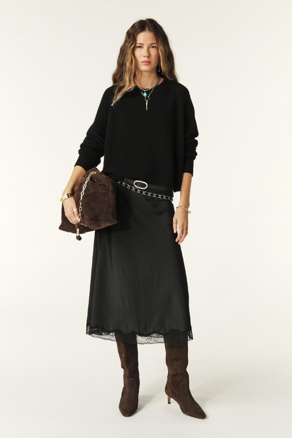 Ba&sh Jupe Midi Cyla Noir