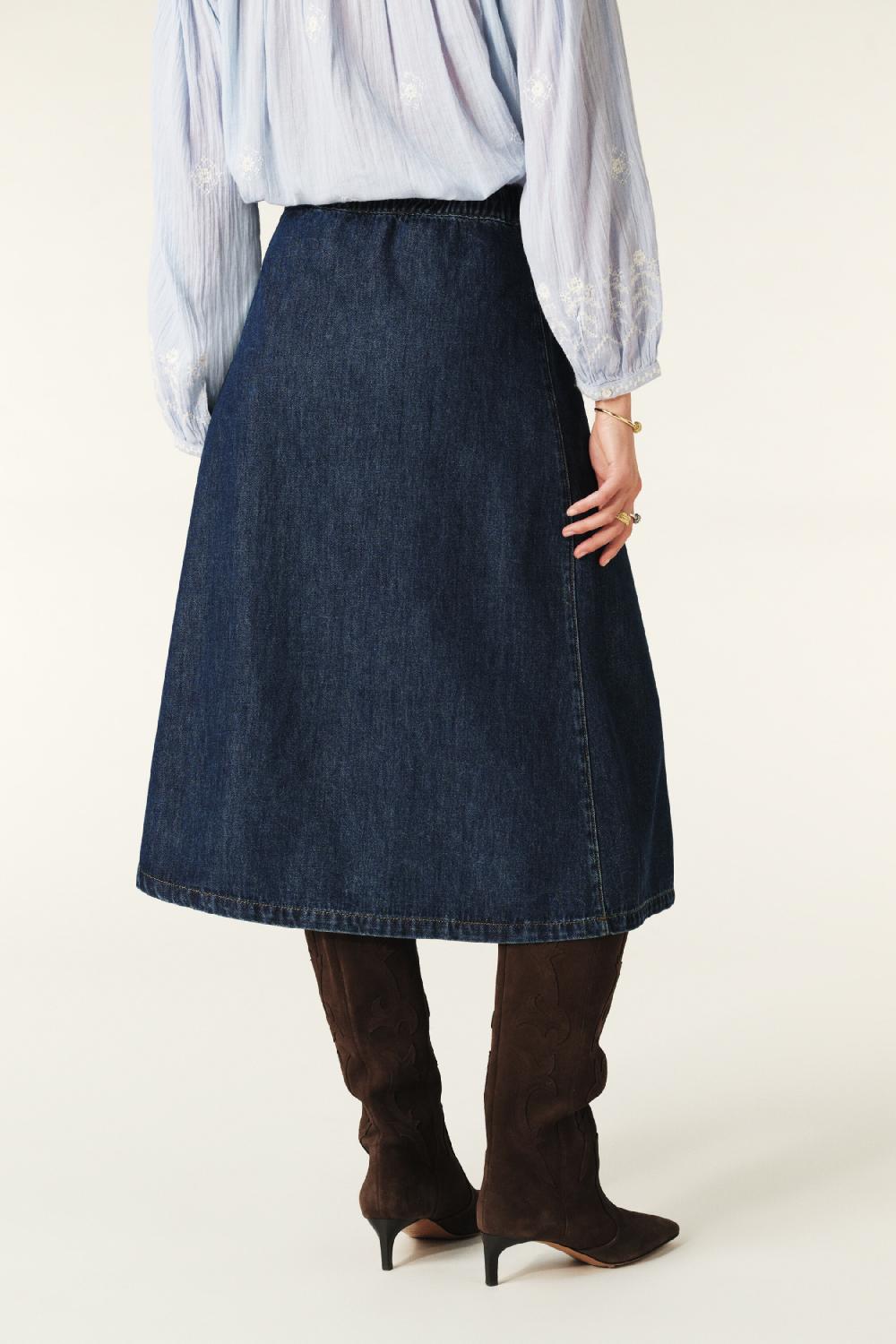 Ba&sh Jupe Midi Denim Cowie Denim