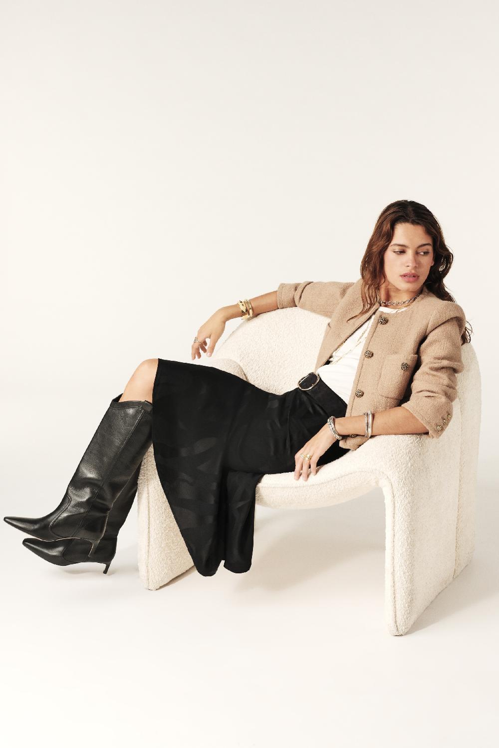 Ba&sh Jupe Midi Fluide Banessa Carbone