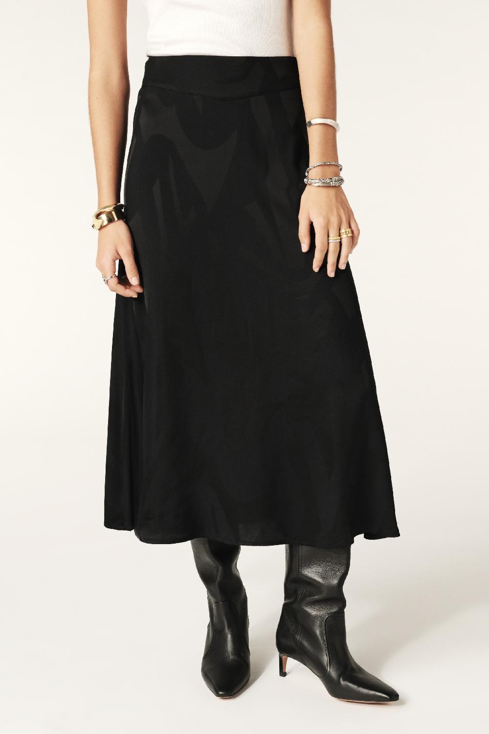 ba&sh Jupe Midi Fluide Banessa Carbone