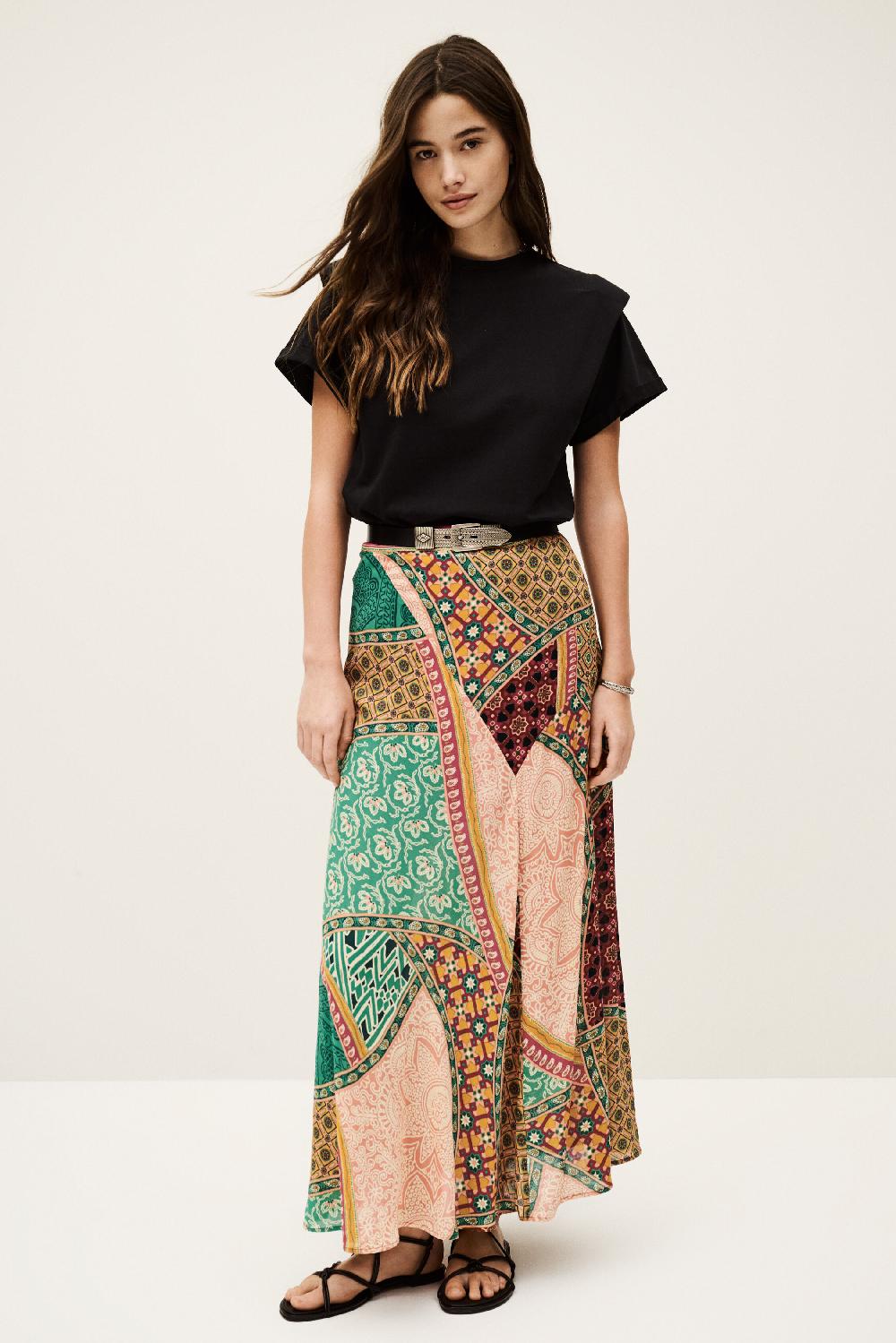 ba&sh Jupe Midi Fluide Fancy Multi