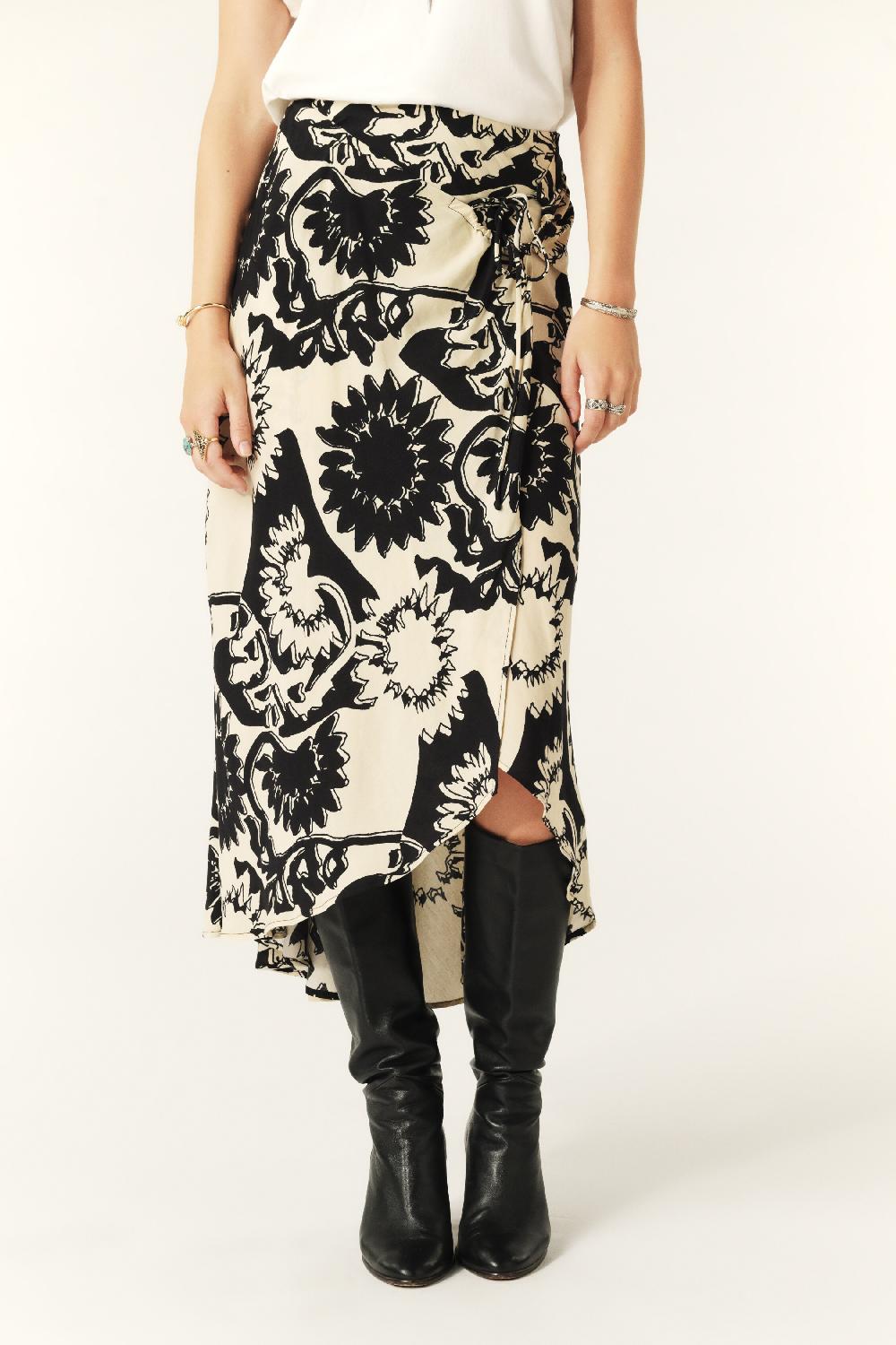 Ba&sh Jupe Midi Portefeuille Fybo Noir