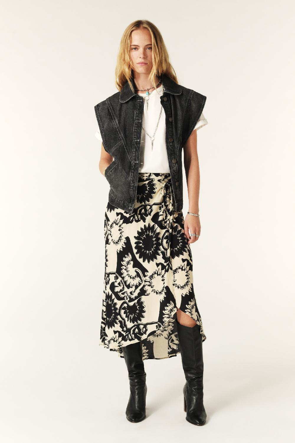 ba&sh Jupe Midi Portefeuille Fybo Noir