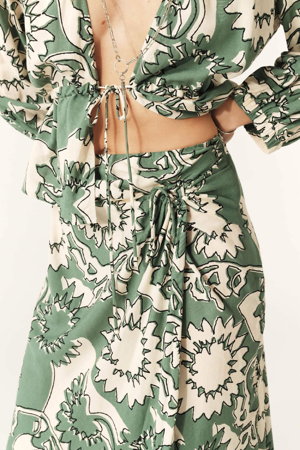 Ba&sh Jupe Midi Portefeuille Fybo Vert