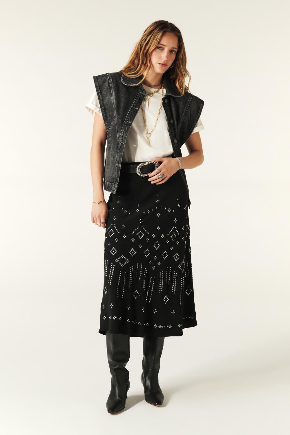 ba&sh Jupe Midi Suez Noir